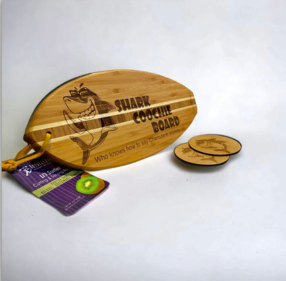 Shark Coochie Surf Board (Charcuterie Board) with 2 Coaster