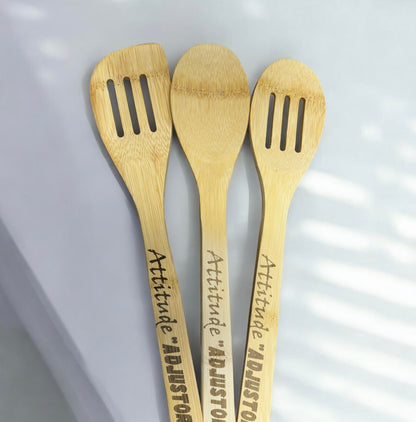 Attitude Adjustor 3 Piece  Bamboo Spoon Set. Make Kids Behave Again