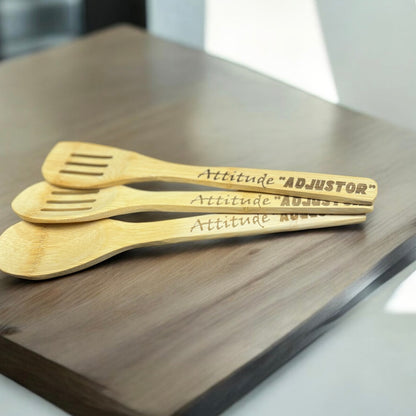 Attitude Adjustor 3 Piece  Bamboo Spoon Set. Make Kids Behave Again