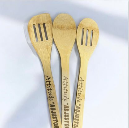 Attitude Adjustor 3 Piece  Bamboo Spoon Set. Make Kids Behave Again